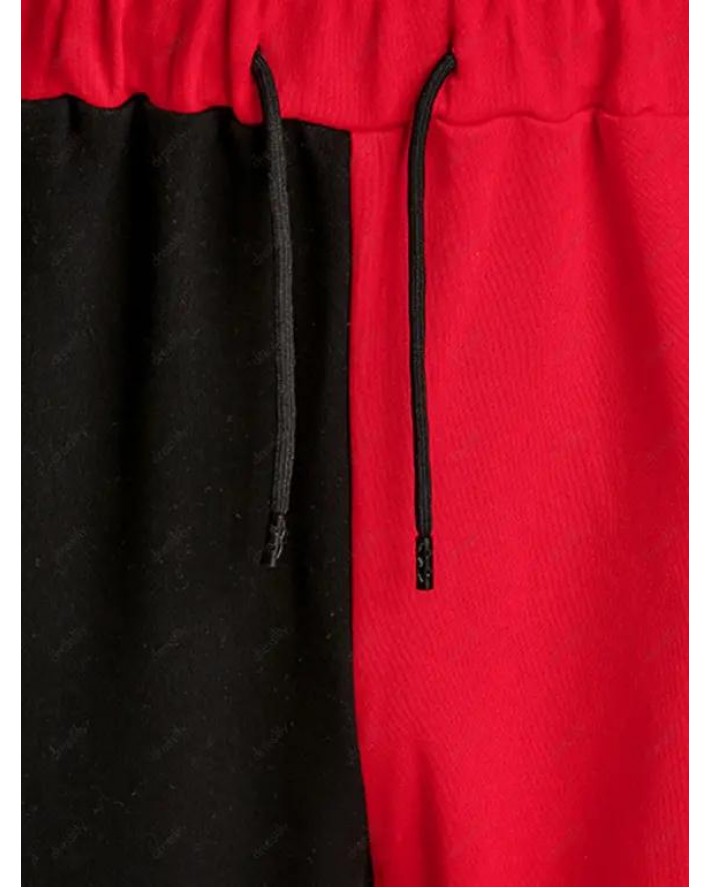 Two Tone Sweatpants Contrast Drawstring Elastic Waist Sport Jogger Pants