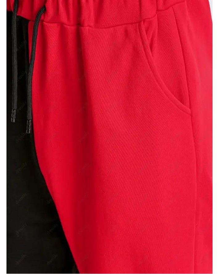 Two Tone Sweatpants Contrast Drawstring Elastic Waist Sport Jogger Pants