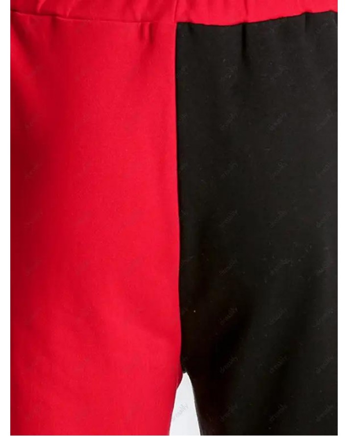 Two Tone Sweatpants Contrast Drawstring Elastic Waist Sport Jogger Pants