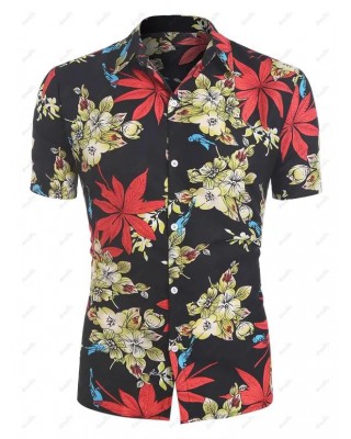 Hawaii Allover Flower Print Button Up Shirt