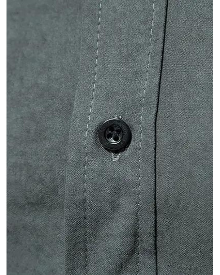 Formal Shirt Plain Color Turn Down Collar Long Sleeves Button-up Shirt