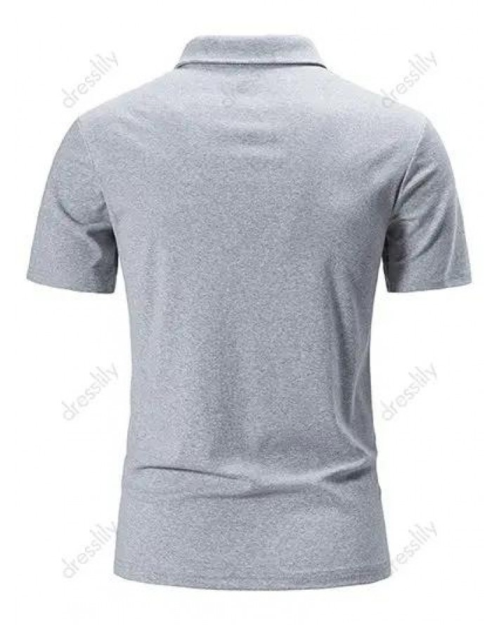 Colorblock T Shirt Embroidery Leaf Rose Pattern Half Button Short Sleeve Turn Down Collar Summer Casual Tee