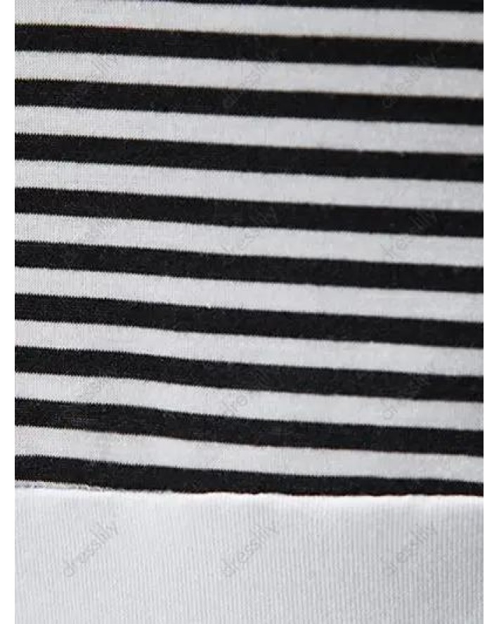 Summer T Shirt Striped Print Colorblock Short Sleeve Turn Down Collar Half Button Casual Tee