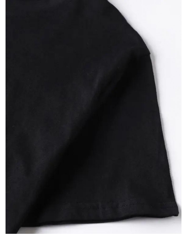 Slogan Graphic Print T Shirt Short Sleeve Round Neck Casual Tee