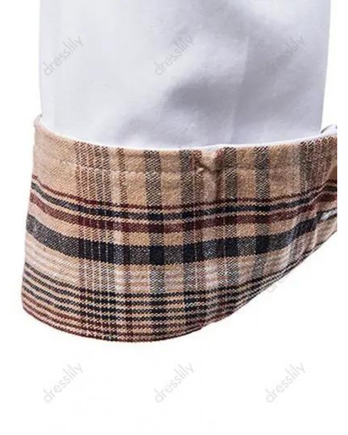 Plaid Print Long Sleeve Shirt Turn Down Collar Button Down Shirt