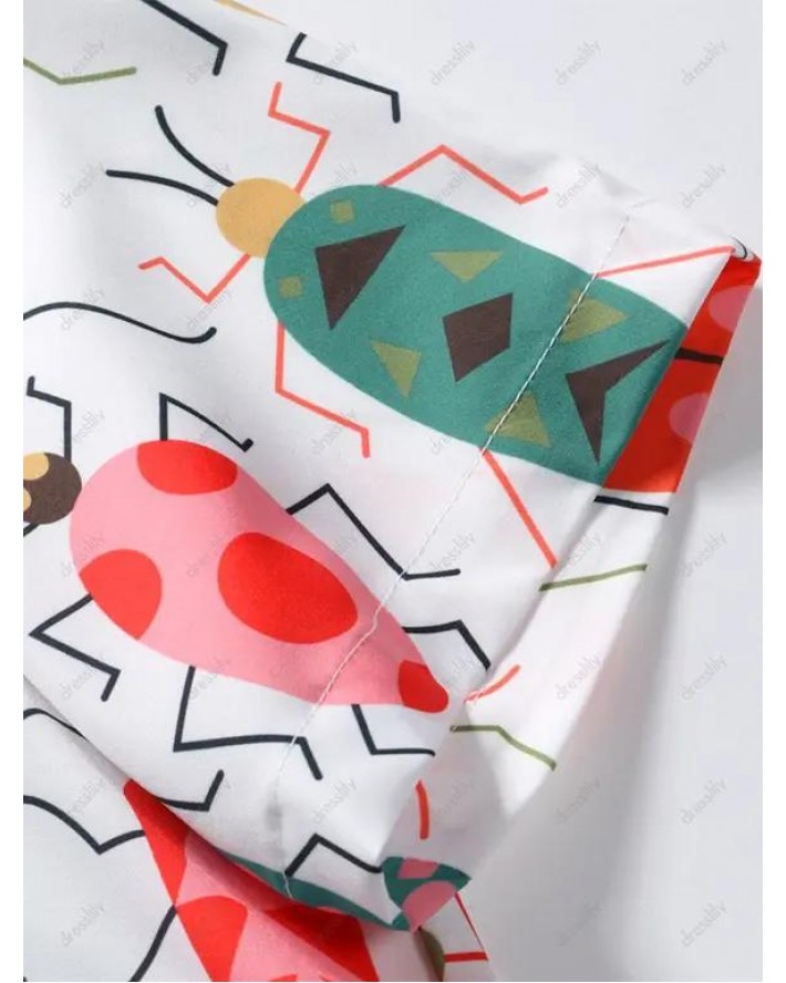 Allover Insect Print Button Up Shirt