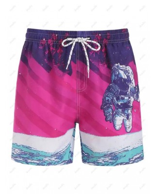 Drawstring Spaceman Pattern Board Shorts