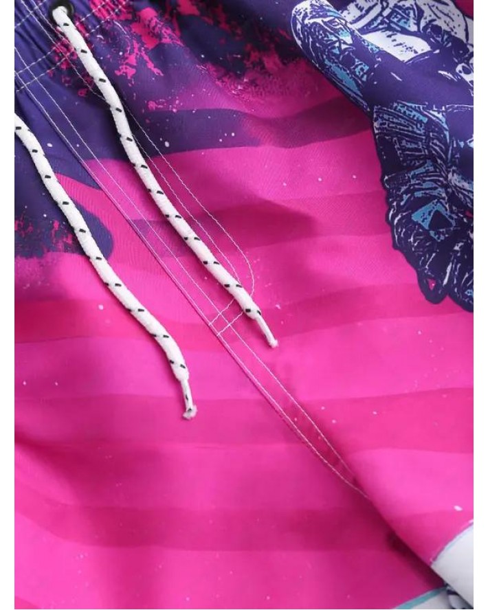 Drawstring Spaceman Pattern Board Shorts