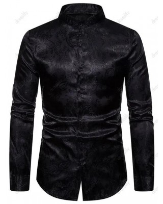 Solid Paisley Print Curved Hem Shirt