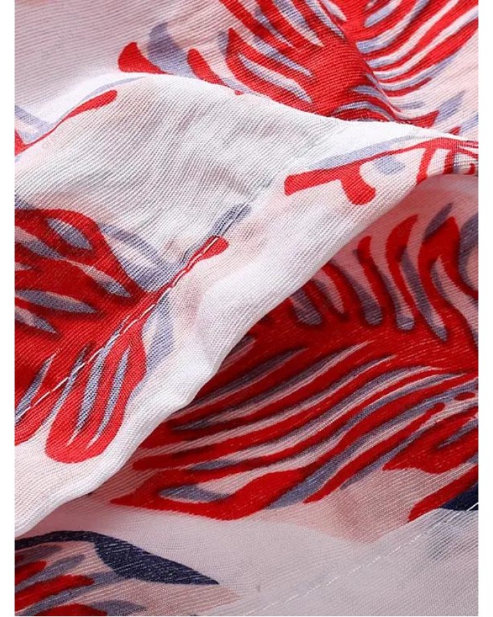 Leaves Print Drawstring Bohemian Shorts
