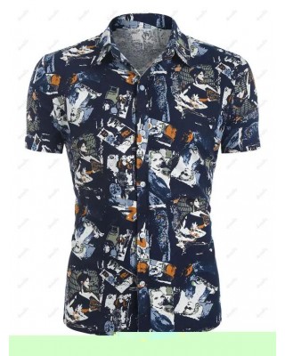 Allover Figure Print Short Sleeve Shirt