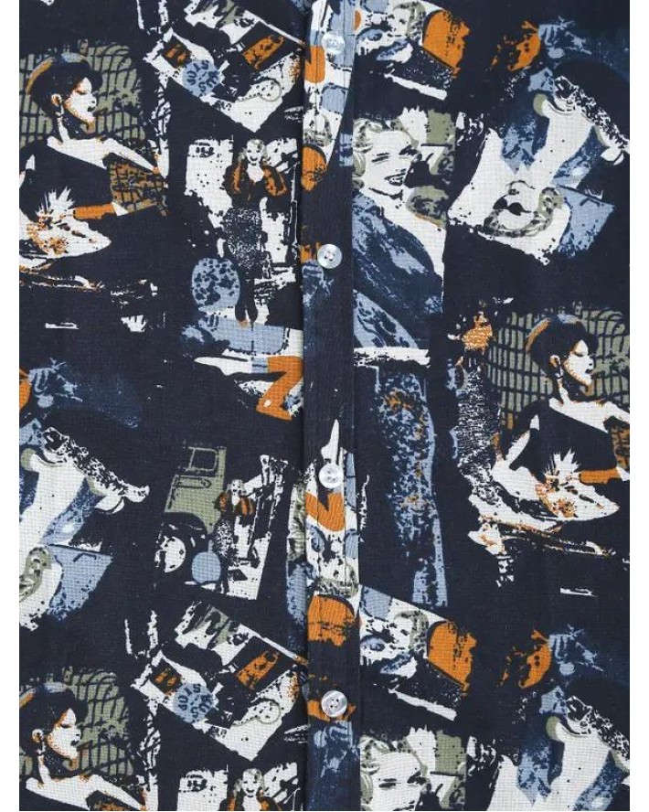 Allover Figure Print Short Sleeve Shirt