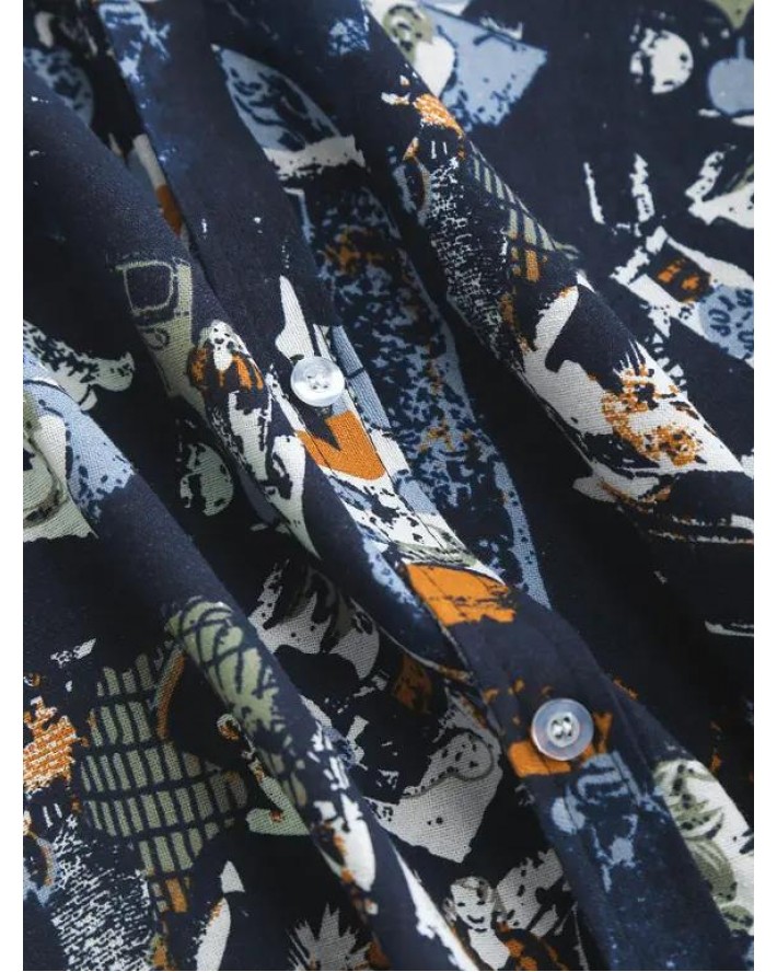 Allover Figure Print Short Sleeve Shirt