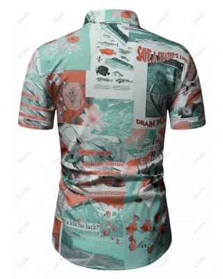 Marine Life Floral Vacation Button Up Shirt