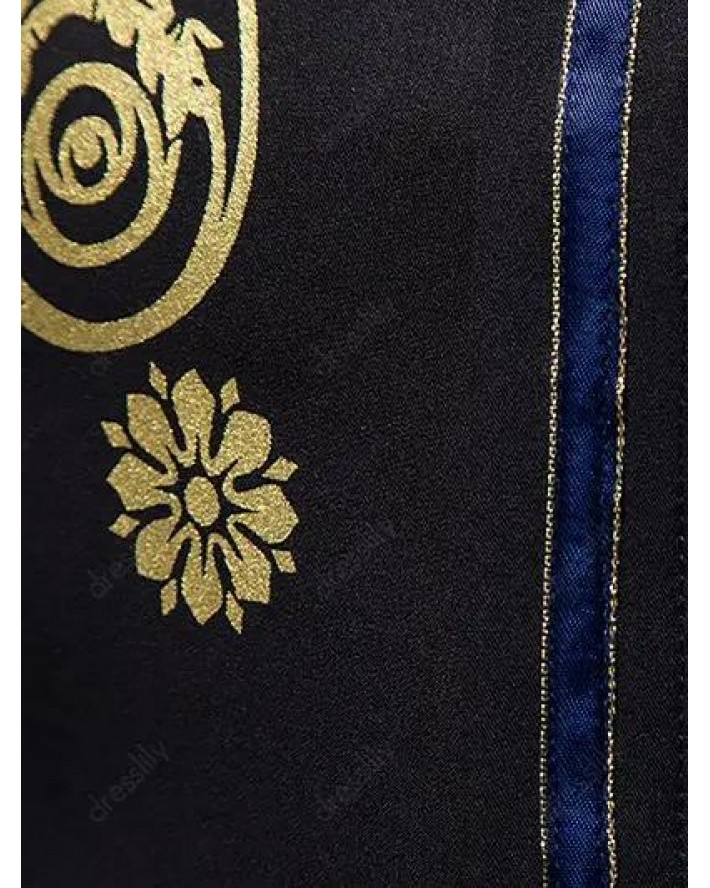 Glitter Bronzing Flower Vintage Shirt Long Sleeve Hidden Button Semi Formal Shirt