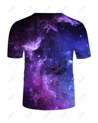 Galaxy Print Perforated Short Sleeve Tee