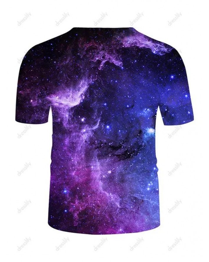 Galaxy Print Perforated Short Sleeve Tee