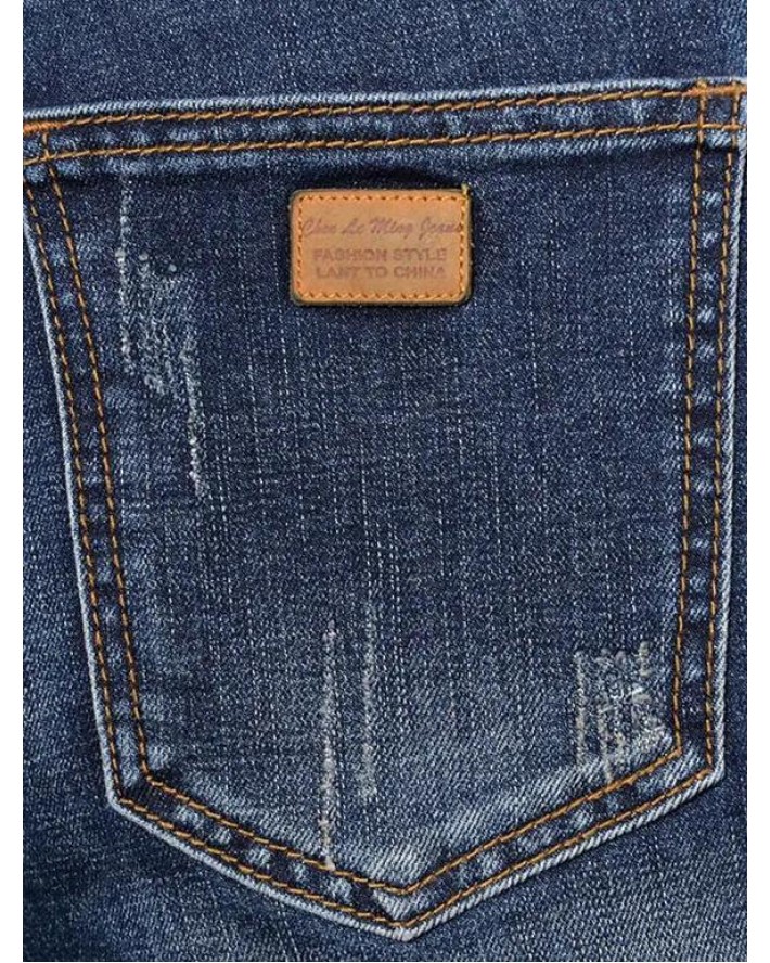 Distressed Ripped Jeans Scratches Long Destroy Wash Straight Denim Pants