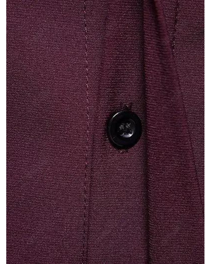 Contrast Letter Stripe Embroidery Shirt Long Sleeve Hidden Button Casual Business Shirt