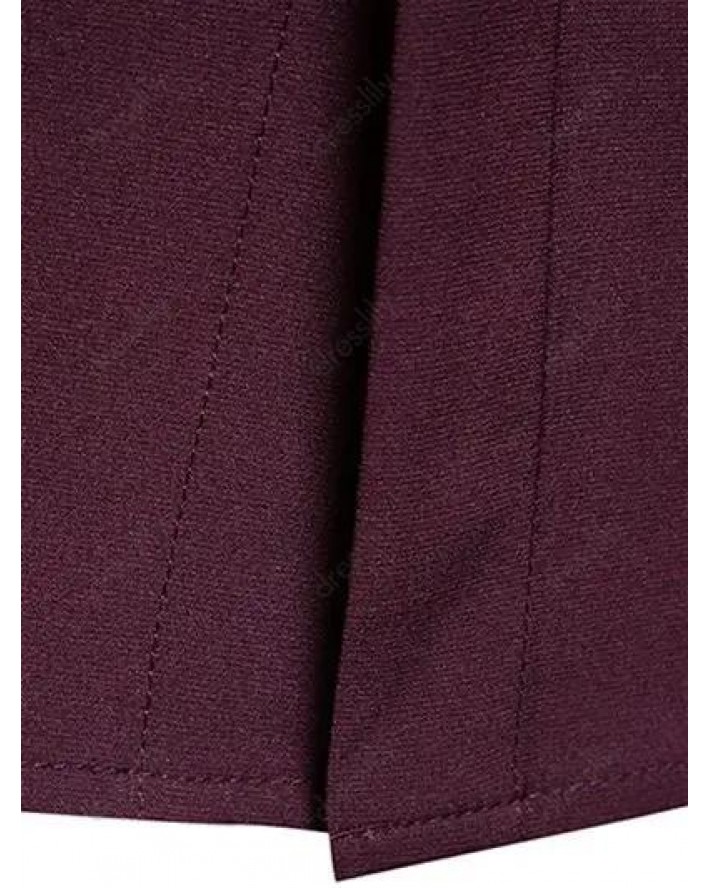 Contrast Letter Stripe Embroidery Shirt Long Sleeve Hidden Button Casual Business Shirt