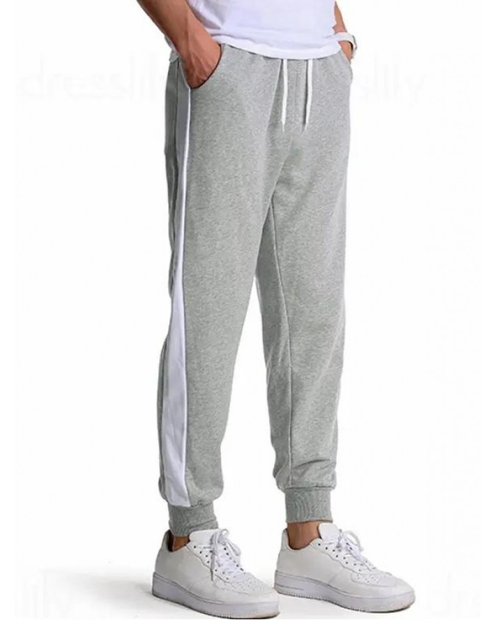 Contrast Colorblock Sweatpants Elastic Waist Drawstring Sport Jogger Pants