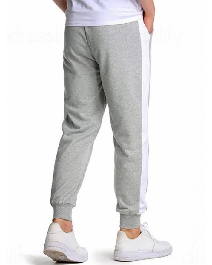 Contrast Colorblock Sweatpants Elastic Waist Drawstring Sport Jogger Pants