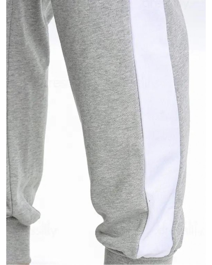 Contrast Colorblock Sweatpants Elastic Waist Drawstring Sport Jogger Pants