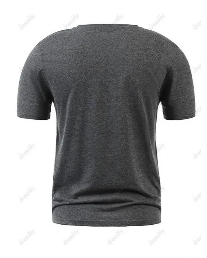 Colorblock Panel Short Sleeve T-shirt Zipper Detail Round Neck Casual Tee