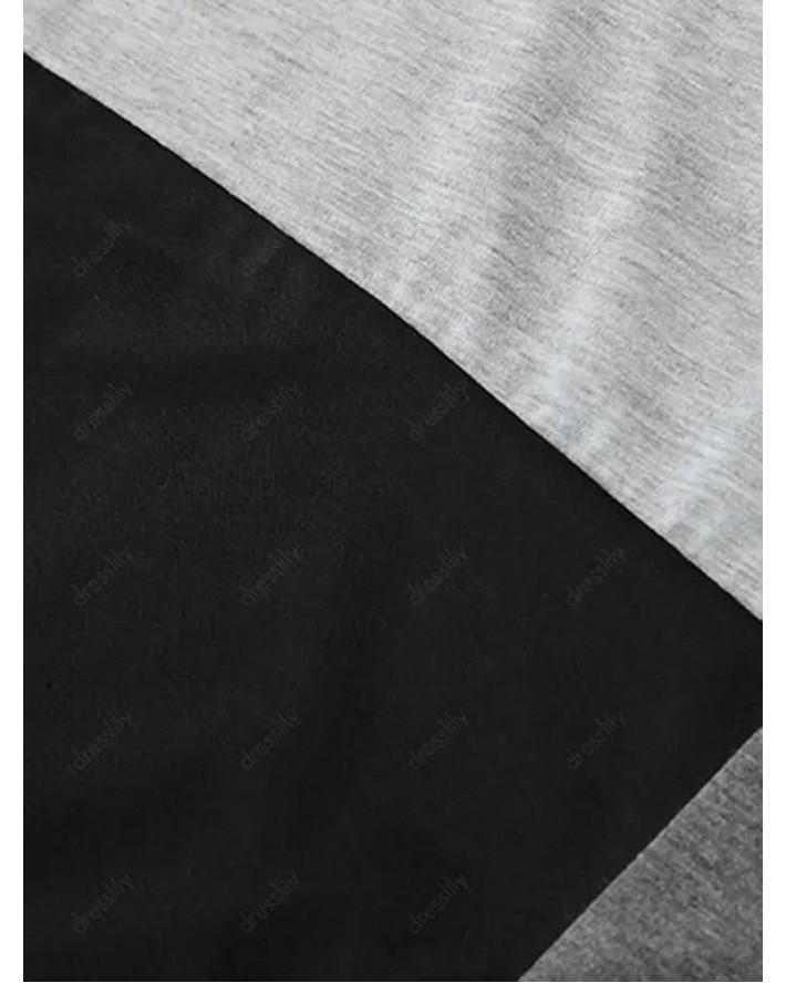 Colorblock Panel Short Sleeve T-shirt Zipper Detail Round Neck Casual Tee