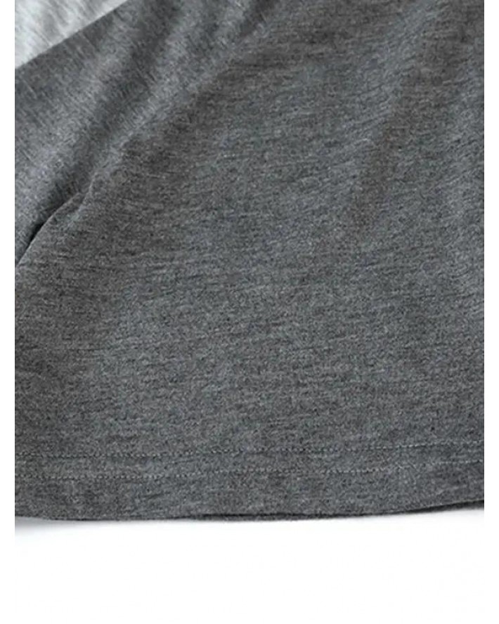 Colorblock Panel Short Sleeve T-shirt Zipper Detail Round Neck Casual Tee