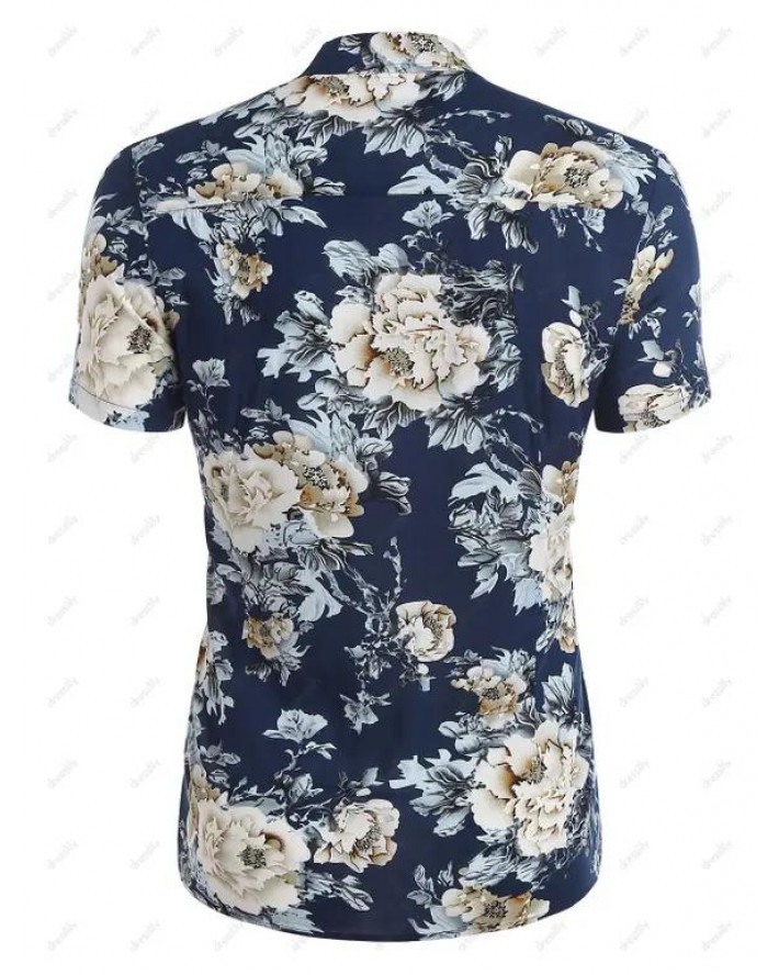 Short Sleeve Flower Print Shirt