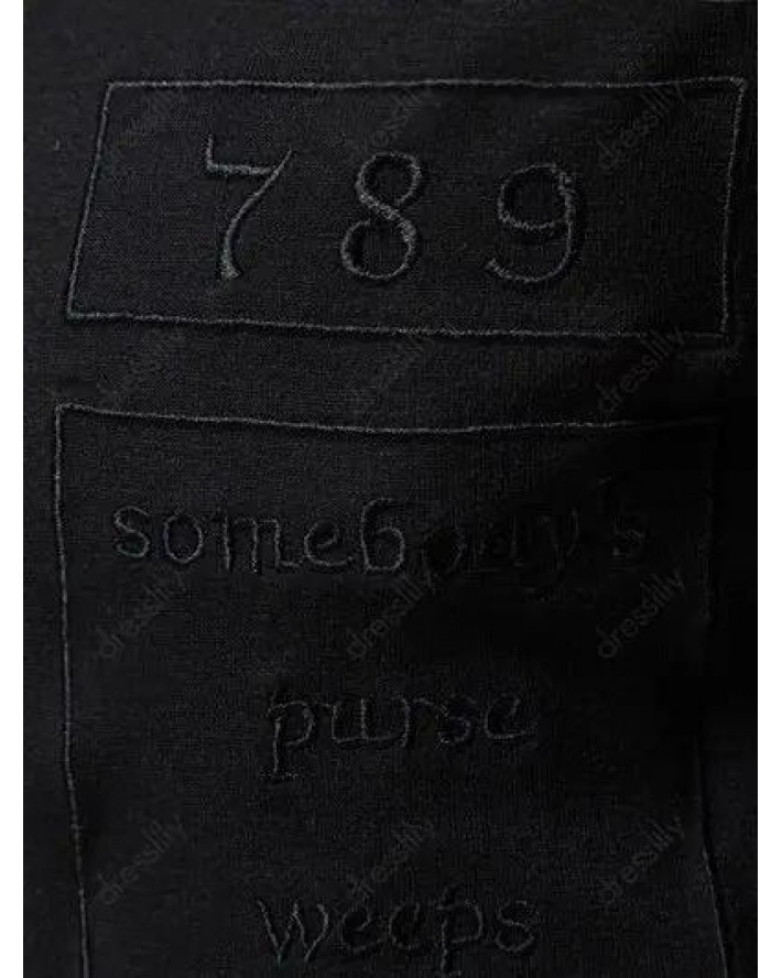 Solid Color T Shirt Number Letter Embroidered Half Button Turn Down Collar Short Sleeve Summer Casual Tee