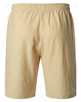 Summer Shorts Cotton Solid Color Drawstring Elastic Waist Basic Casual Shorts