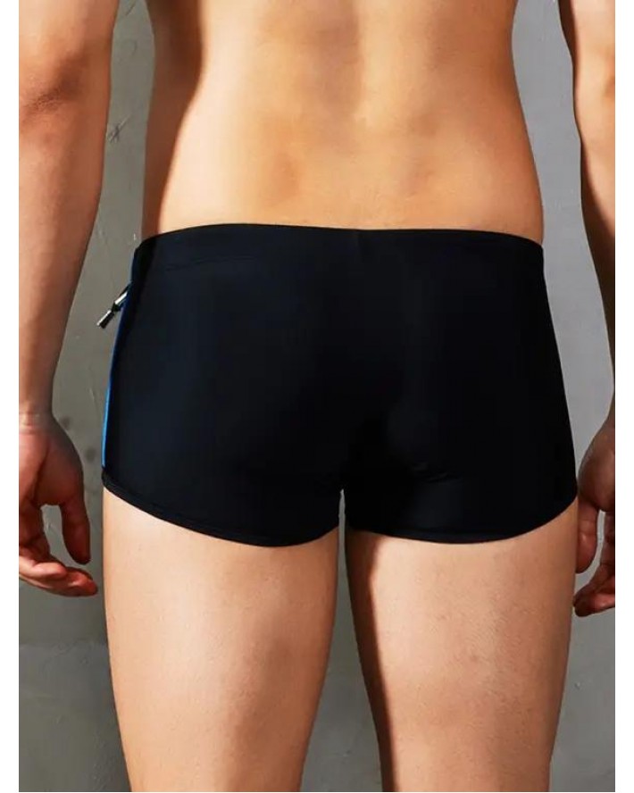 Beach Swimming Trunks Contrast Colorblock Printed Drawstrings Short Skinny Swimming Bottom