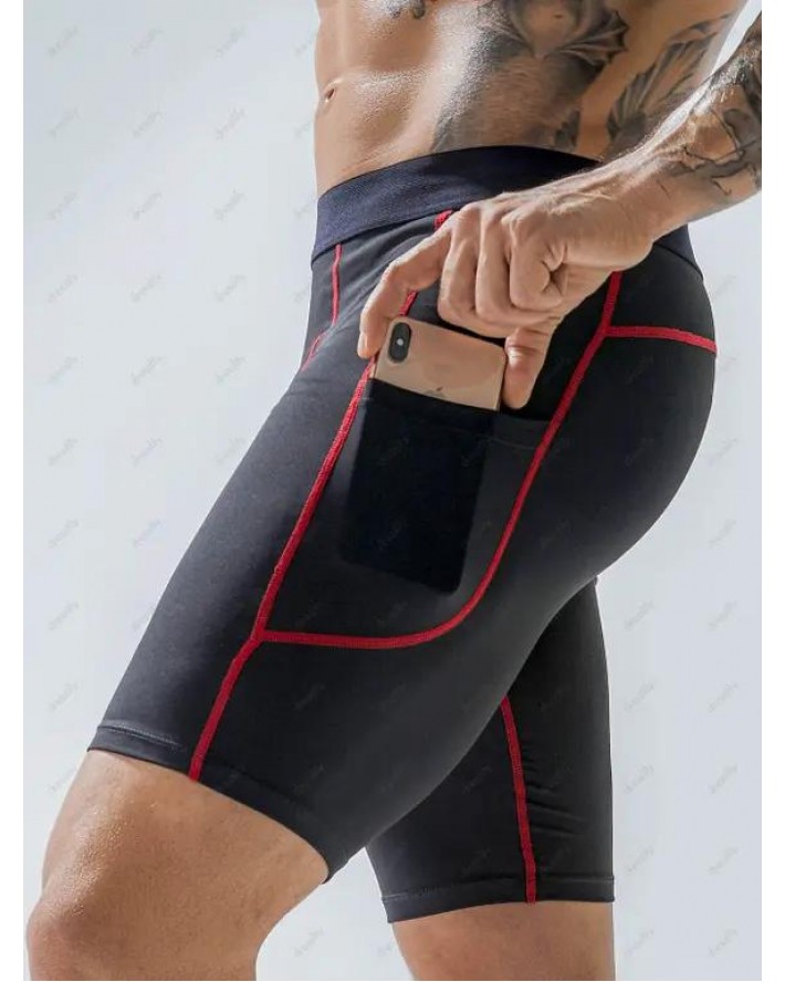 Beach Swimming Trunks Colorblock Basic Striped Elastic Waist Skinny Swimming Bottom