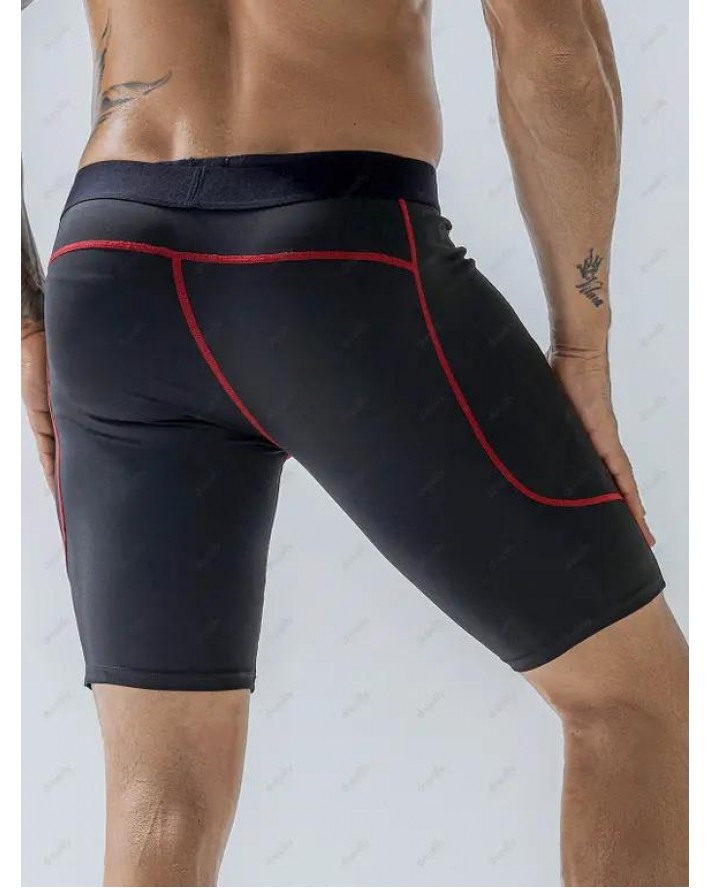 Beach Swimming Trunks Colorblock Basic Striped Elastic Waist Skinny Swimming Bottom