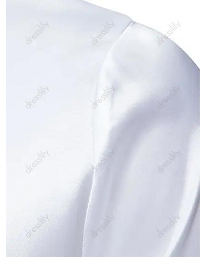 Satin Shirt Paisley Print Insert Turn Down Collar Long Sleeve Button-up Shirt