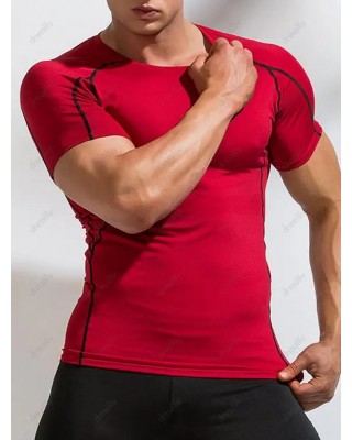 Sporty T Shirt Skinny Short Sleeve Round Neck Minimalist Swimming Top