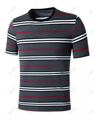 Striped Print Short Sleeves T Shirt