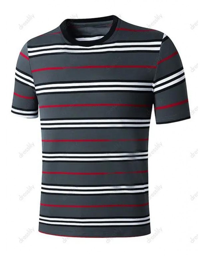 Striped Print Short Sleeves T Shirt