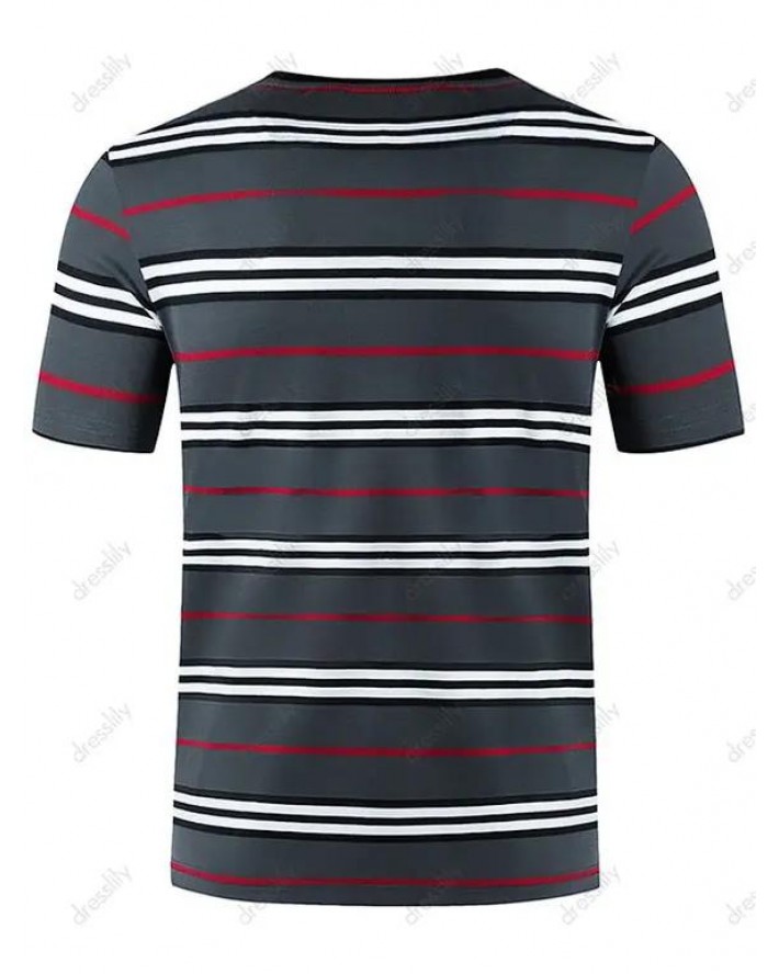 Striped Print Short Sleeves T Shirt