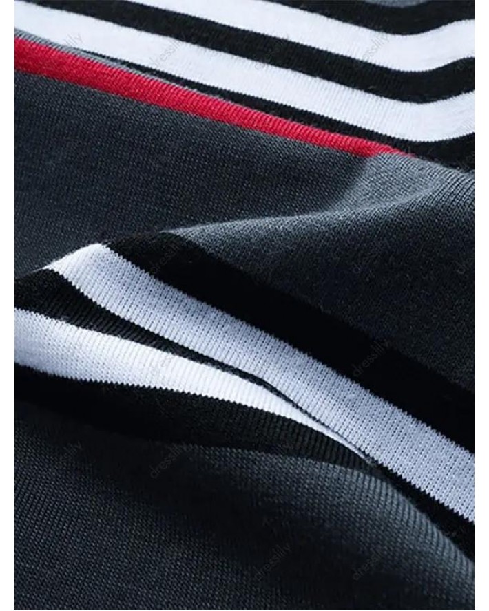 Striped Print Short Sleeves T Shirt