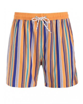 Drawstring Vertical Stripe Print Vacation Shorts