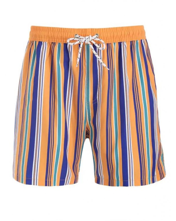 Drawstring Vertical Stripe Print Vacation Shorts
