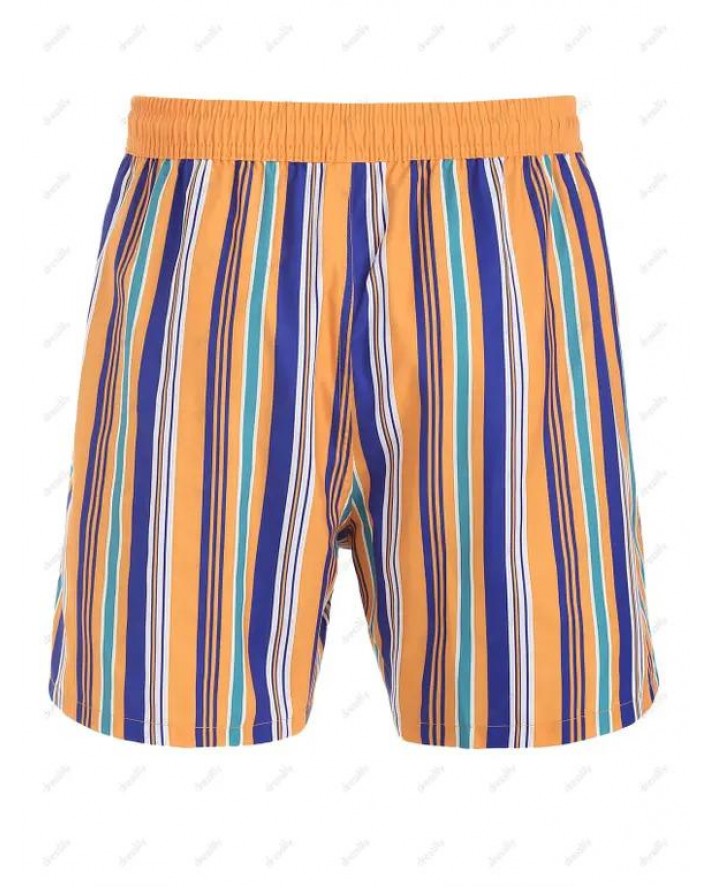 Drawstring Vertical Stripe Print Vacation Shorts