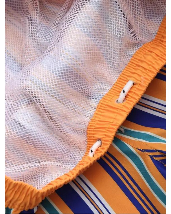 Drawstring Vertical Stripe Print Vacation Shorts