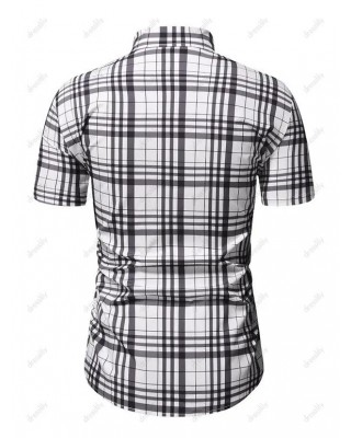 Short Sleeve Plaid Print Shirt
