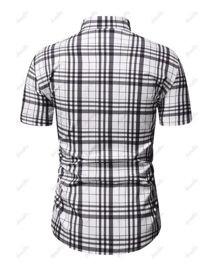 Short Sleeve Plaid Print Shirt