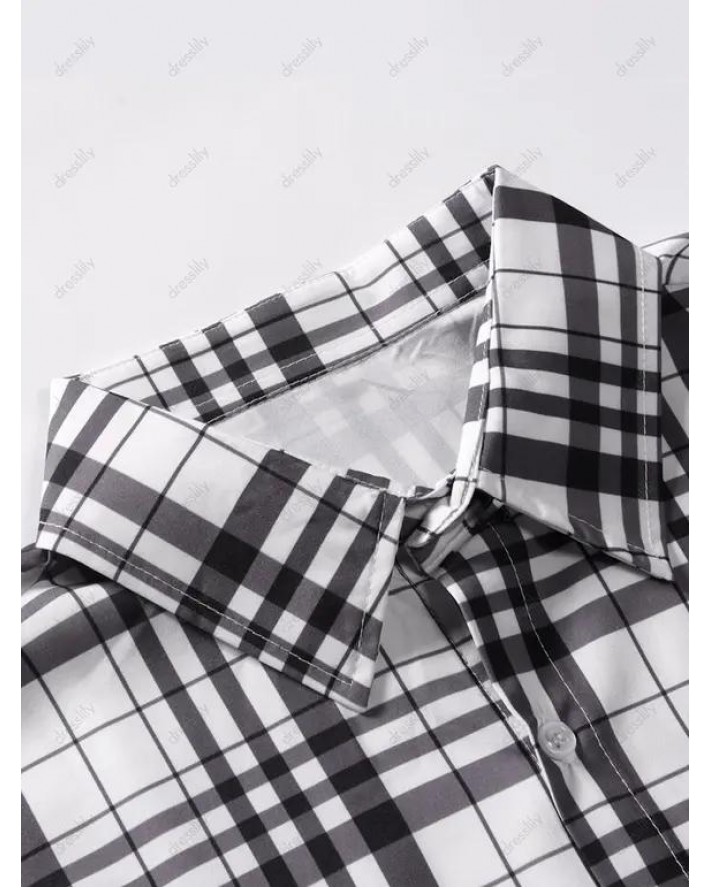 Short Sleeve Plaid Print Shirt