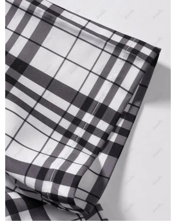 Short Sleeve Plaid Print Shirt